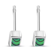 Abalone Shell Rectangle Silver Stud Earrings, e374st